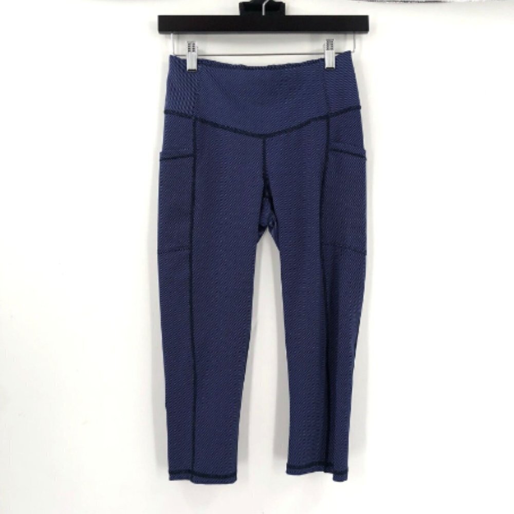 J. MCLAUGHLIN Legging Athletic Pant Cropped Capri Stretch Blue Diamond Print XS